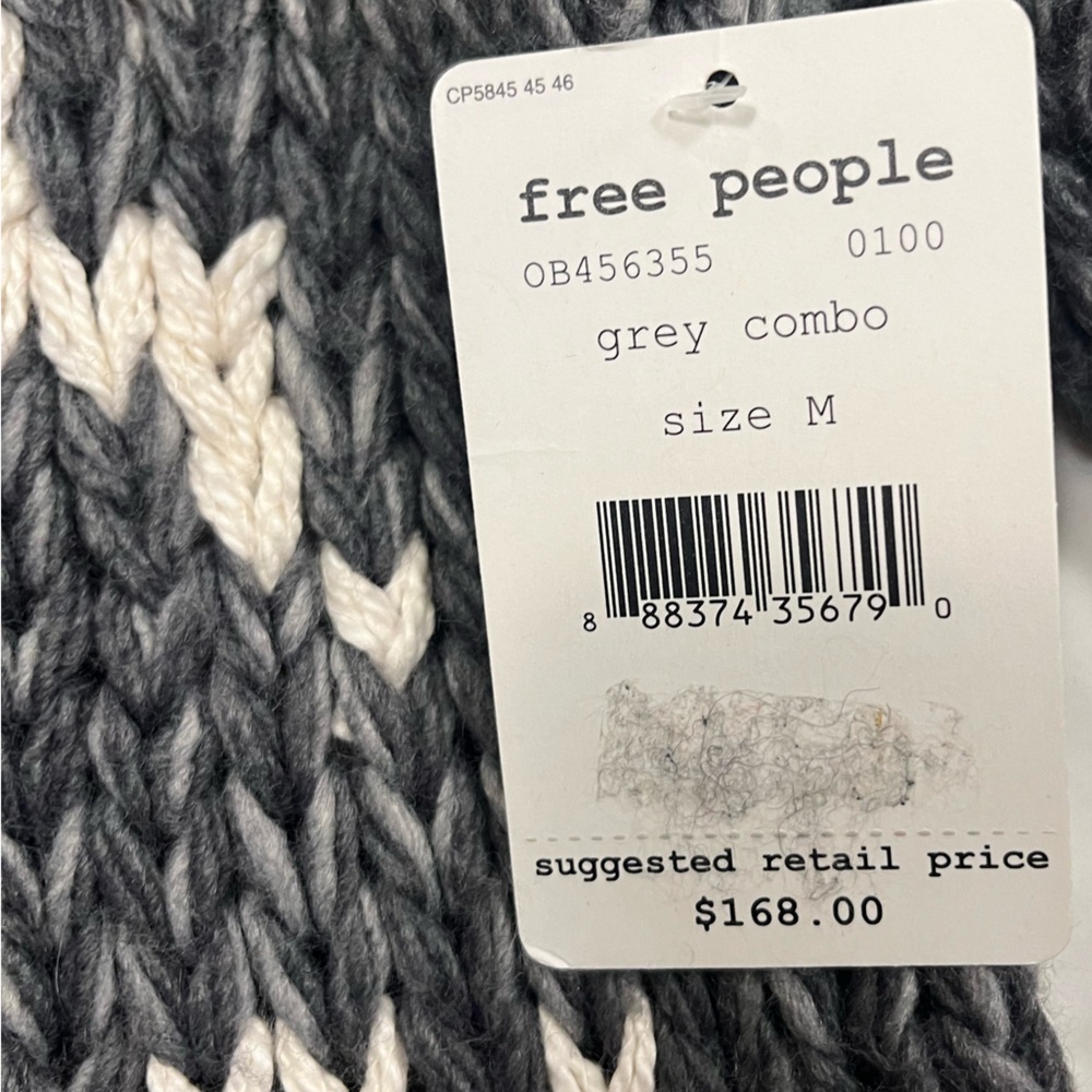 NWT Free People Reindeer Holiday Sweater Grey Combo Size M. - Picture 9 of 10